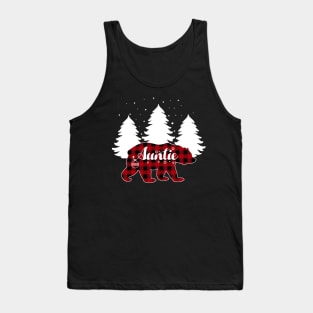 Buffalo Red Plaid Auntie Bear Matching Family Christmas Tank Top